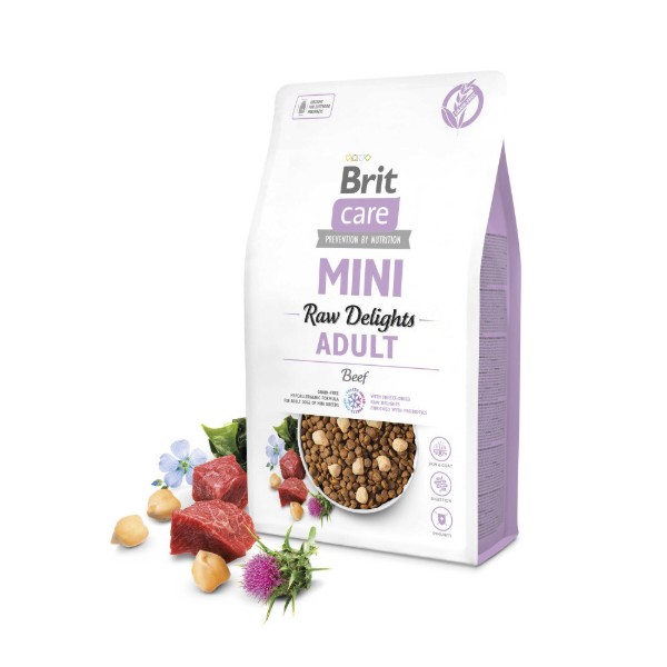 Фото - Сухий корм для собак Brit Care Mini Raw Delights Beef яловичина 2 кг (8595602571307)