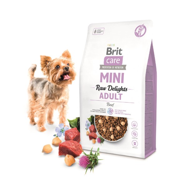 Фото - Сухий корм для собак Brit Care Mini Raw Delights Beef яловичина 2 кг (8595602571307)