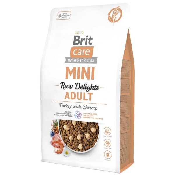 Фото - Сухой корм для собак Brit Care Mini Raw Delights Turkey with Shrimp индейка с креветкой 2 кг (8595602571321)