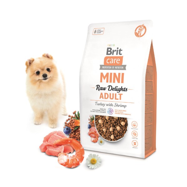 Фото - Сухой корм для собак Brit Care Mini Raw Delights Turkey with Shrimp индейка с креветкой 2 кг (8595602571321)