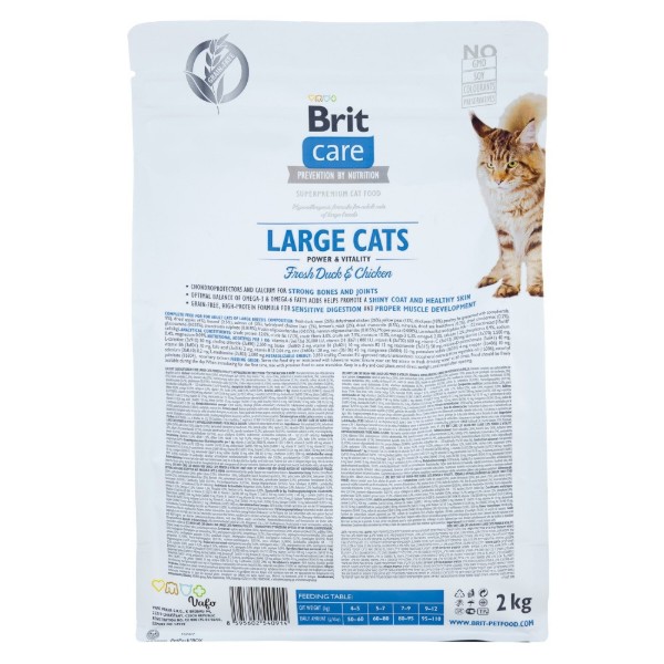 Фото - Сухой корм Brit Care для кошек крупных пород с уткой и курицей 2 кг (8595602540914)
