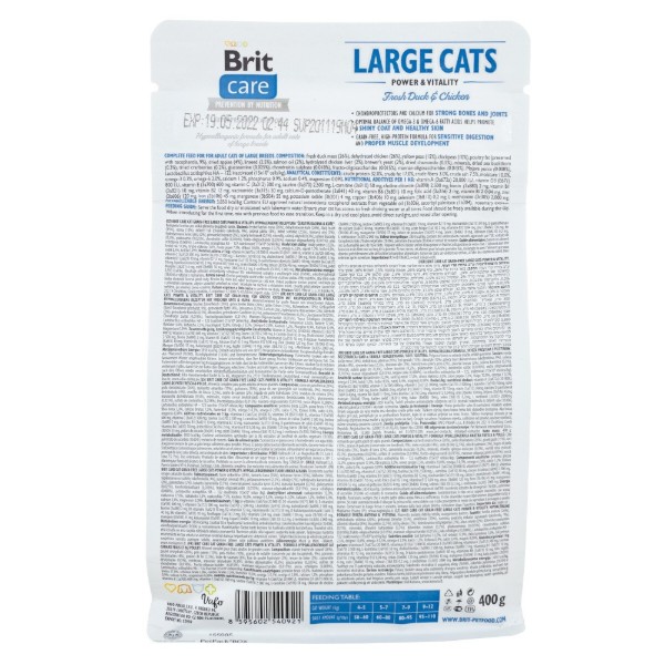 Фото - Сухой корм Brit Care для кошек крупных пород с уткой и курицей 0.4 кг (8595602540921)