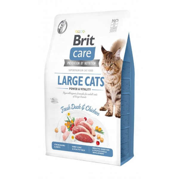 Фото - Сухой корм Brit Care для кошек крупных пород с уткой и курицей 2 кг (8595602540914)