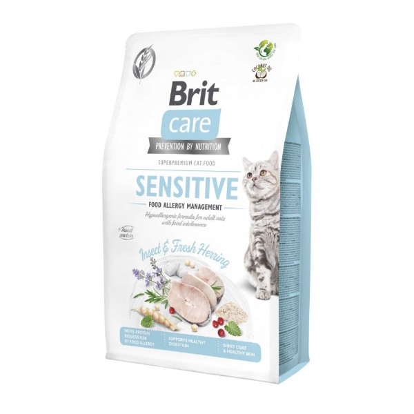 Фото - Сухой корм Brit Care для кошек гипоалергенный на рыбе и насекомых 2 кг (8595602554218)