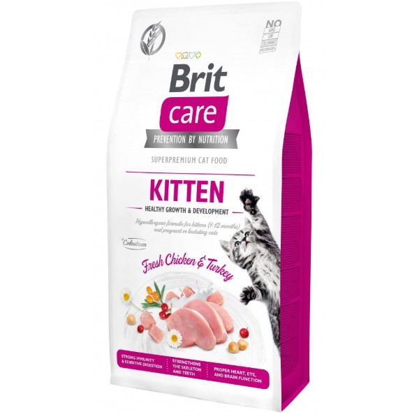 Фото - Сухий корм Brit Care для кошенят здоровий ріст та розвиток з куркою та індичкою 7 кг (8595602540662)