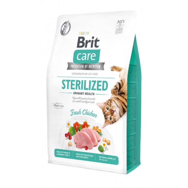 Фото - Сухой корм Brit Care уринари для стерилизованных кошек с курицей 2 кг (8595602540730)
