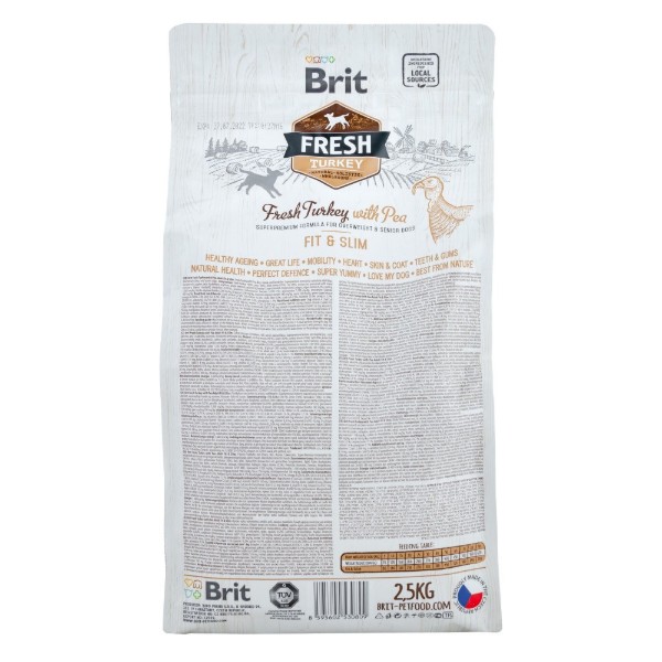 Фото - Сухой корм для собак Brit Fresh Turkey/Pea Fit and Slim для пожилых людей и лишним весом 2,5 кг (8595602530809)