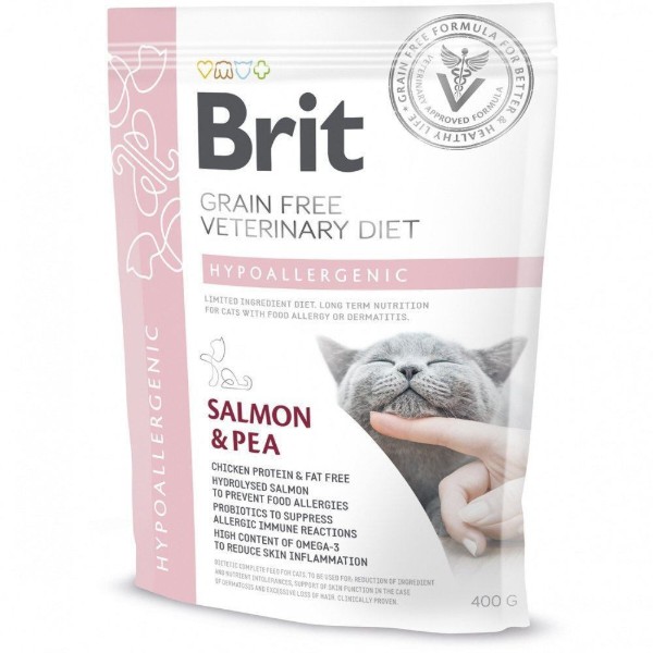 Фото - Сухий корм Brit VetDiets GF Cat для кошек всех возрастов при пищевой непереносимости с лососем и горохом 400 г (8595602528387)