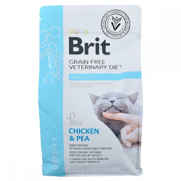 Фото - Сухой корм Brit VetDiets GF для кошек для снижения веса 2 кг (8595602528479)