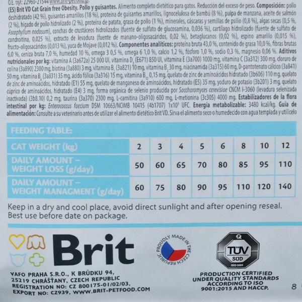 Фото - Сухой корм Brit VetDiets GF для кошек для снижения веса 2 кг (8595602528479)