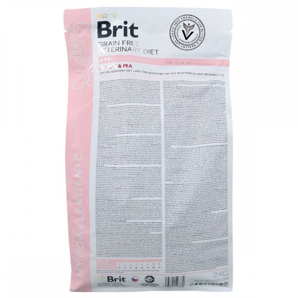 Фото - Сухий корм Brit VetDiets GF для кішок різного віку при харчовій непереносимості з лососем та горохом 2 кг (8595602528370)