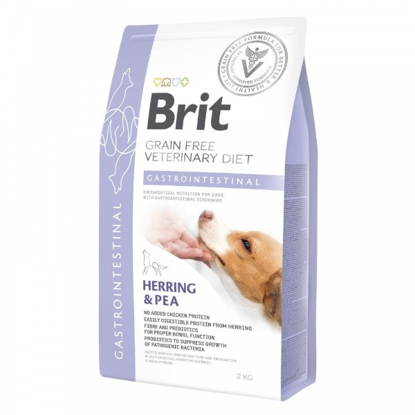 Фото - Сухой корм для собак Brit VetDiets Grain Free VetDiet Dog Gastrointestinal при нарушении пищеварения с селедкой лососем и горохом 2 кг (8595602528134)