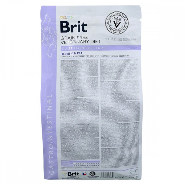 Фото - Сухой корм для собак Brit VetDiets Grain Free VetDiet Dog Gastrointestinal при нарушении пищеварения с селедкой лососем и горохом 2 кг (8595602528134)