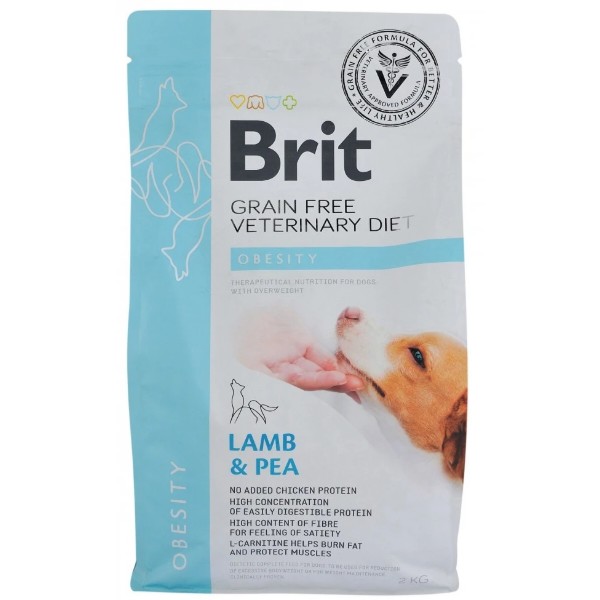 Фото - Сухой корм для собак Brit VetDiets Grain Free VetDiet Dog Obesity для коррекции веса беззерновой с ягненком индейкой и горохом 2 кг (8595602528073)
