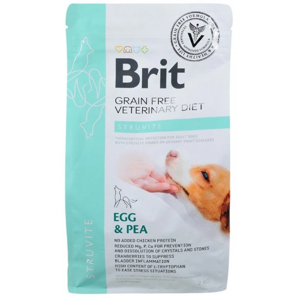 Фото - Сухой корм для собак Brit VetDiets Grain Free VetDiet Dog Struvite с мочекаменной болезнью с яйцом индейкой горохом гречкой 2 кг (8595602528226)