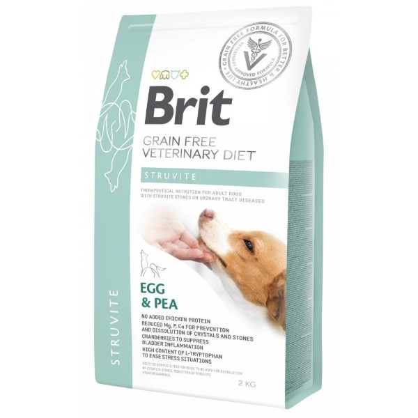 Фото - Сухой корм для собак Brit VetDiets Grain Free VetDiet Dog Struvite с мочекаменной болезнью с яйцом индейкой горохом гречкой 2 кг (8595602528226)