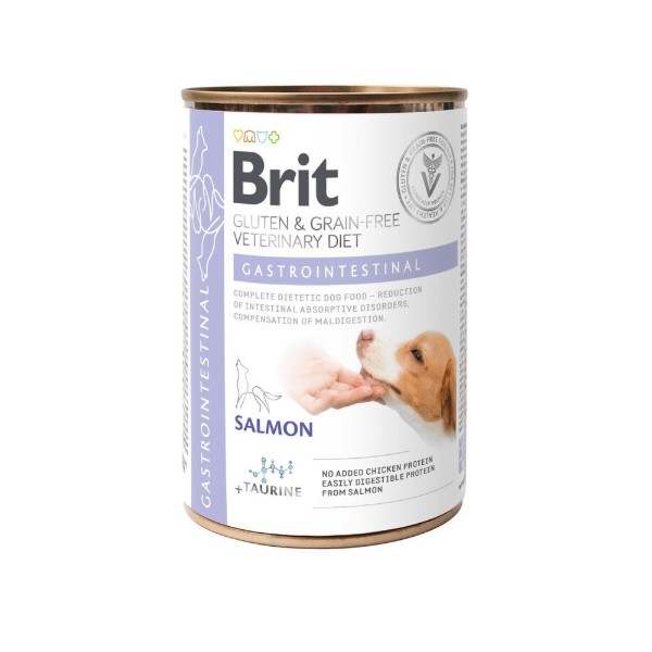 Фото - Влажный корм для собак Brit VetDiets Grain Free Gastrointestinal при проблемах с пищеварением с лососем и зеленым горошком 400 г (8595602536153) Фото - Влажный корм для собак Brit VetDiets Grain Free Gastrointestinal при проблемах с пищеварением с лососем и зеленым горошком 400 г (8595602536153)