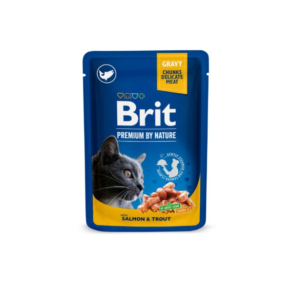 Фото - Набор влажного корма для кошек Brit Premium Cat Fish Plate pouches паучей для кошек рыбная тарелка с треской, лососем и форелью 100 г х 4 шт. (8595602506248)