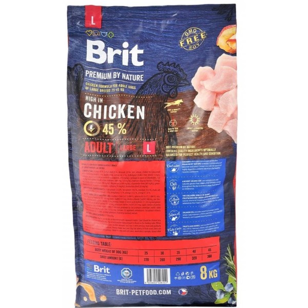 Фото - Сухой корм для собак Brit Premium Dog Adult L для больших пород с курицей 8 кг (8595602526451)