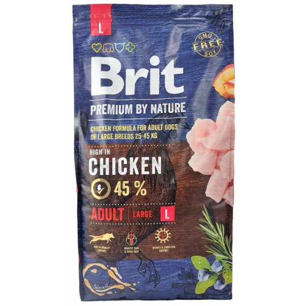 Фото - Сухой корм для собак Brit Premium Dog Adult L для больших пород с курицей 8 кг (8595602526451)
