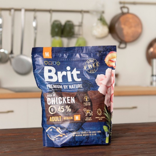 Фото - Сухой корм для собак Brit Premium Dog Adult M с весом 10-25 кг с курицей 1 кг (8595602526345)