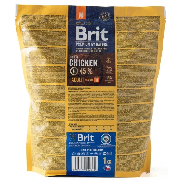 Фото - Сухой корм для собак Brit Premium Dog Adult M с весом 10-25 кг с курицей 1 кг (8595602526345)