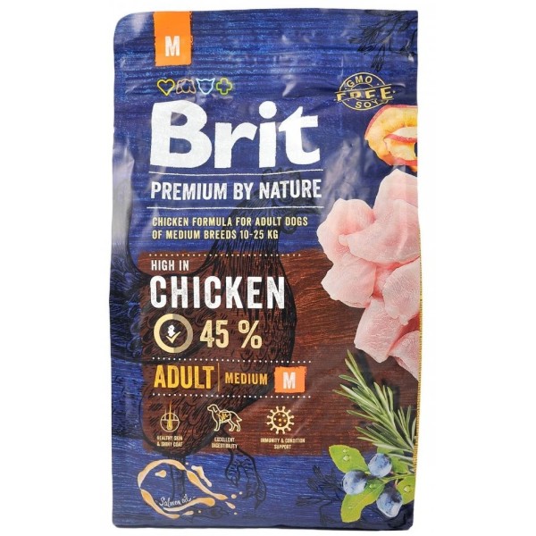 Фото - Сухой корм для собак Brit Premium Dog Adult M с весом 10-25 кг с курицей 3 кг (8595602526352)