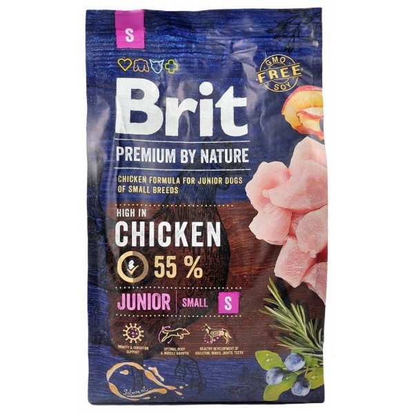 Фото - Сухой корм для собак Brit Premium Dog Junior S для мелких пород с курицей 3 кг (8595602526260)