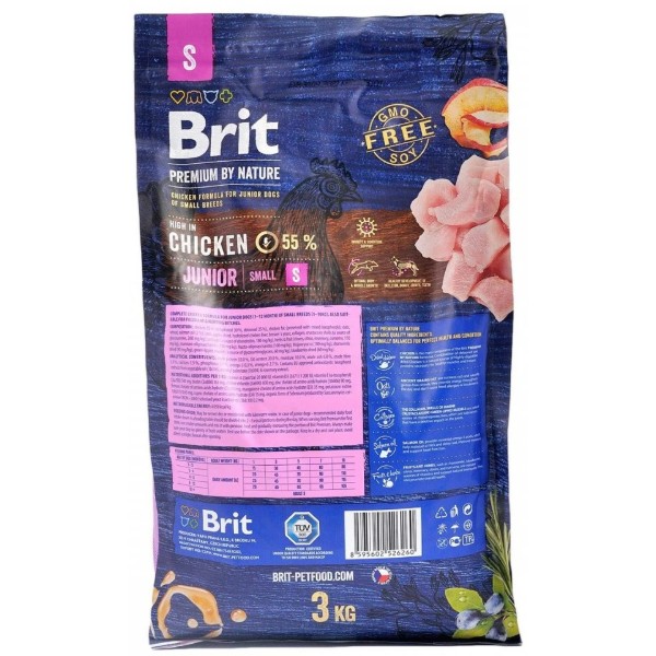 Фото - Сухой корм для собак Brit Premium Dog Junior S для мелких пород с курицей 3 кг (8595602526260)