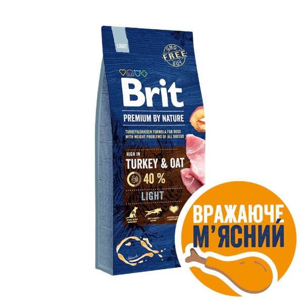 Фото - Сухой корм для собак Brit Premium Dog Light с избыточным весом с индейкой 15 кг (8595602526604) Фото - Сухой корм для собак Brit Premium Dog Light с избыточным весом с индейкой 15 кг (8595602526604)