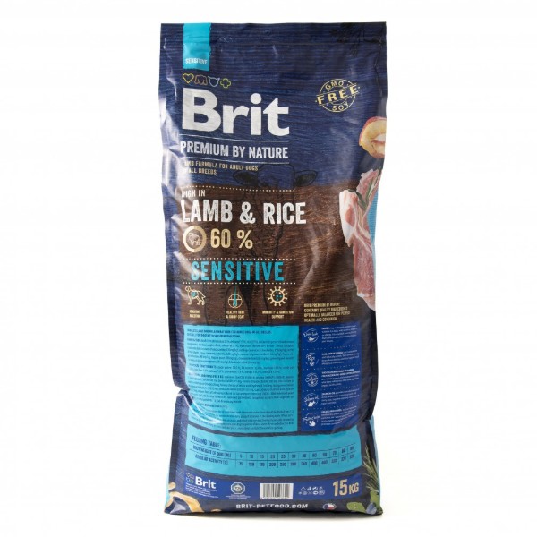Фото - Сухой корм для собак Brit Premium Dog Sensitive Lamb с чувствительным пищеварением с ягненком 15 кг (8595602526642)