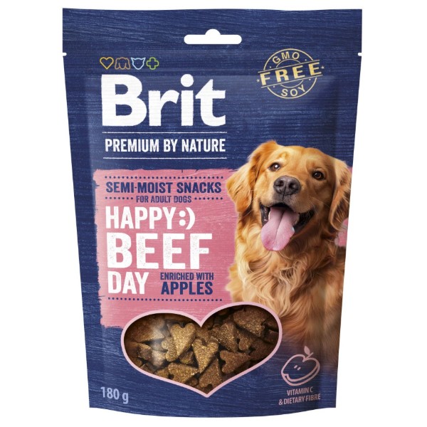 Фото - Ласощі для собак Brit Premium Semi-moist Snacks Beef with Apples напіввологі з яловичиною і яблуками 180г (8595602573929)