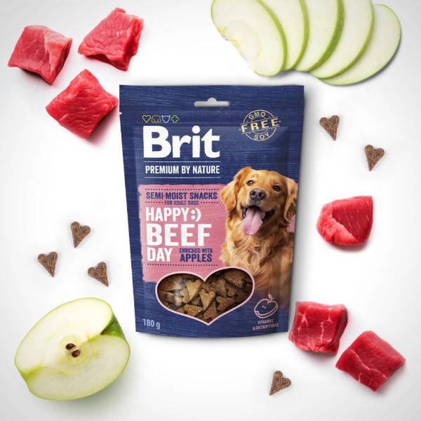 Фото - Ласощі для собак Brit Premium Semi-moist Snacks Beef with Apples напіввологі з яловичиною і яблуками 180г (8595602573929)