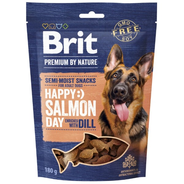 Фото - Ласощі для собак Brit Premium Semi-moist Snacks Salmon with Dill напіввологі з лососем і кропом 180г (8595602573936)