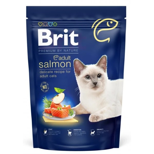 Фото - Сухой корм Brit Premium by Nature для взрослых котов с лососем 800 г (8595602553051)