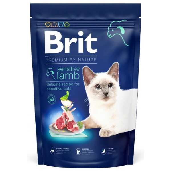 Фото - Сухой корм Brit Premium by Nature для котов с чуствительным пищеварением с ягненком 1.5 кг (8595602553181)