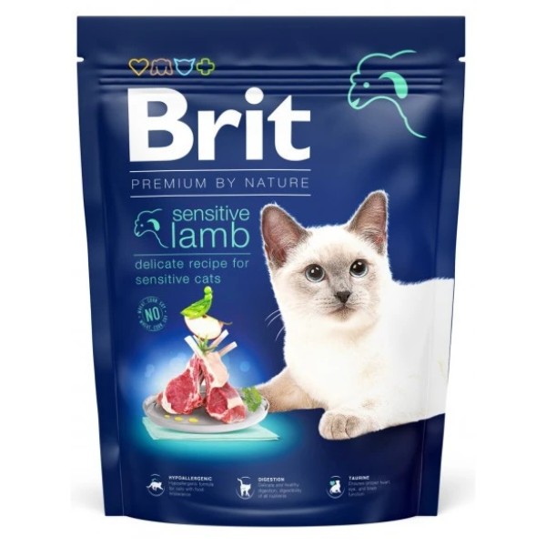 Фото - Сухой корм Brit Premium by Nature для котов с чуствительным пищеварением с ягненком 300 г (8595602553020)