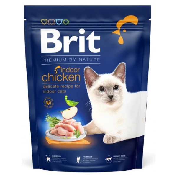Фото - Сухой корм Brit Premium by Nature для котов, живущих в помещении, с курицей 300 г (8595602552986)
