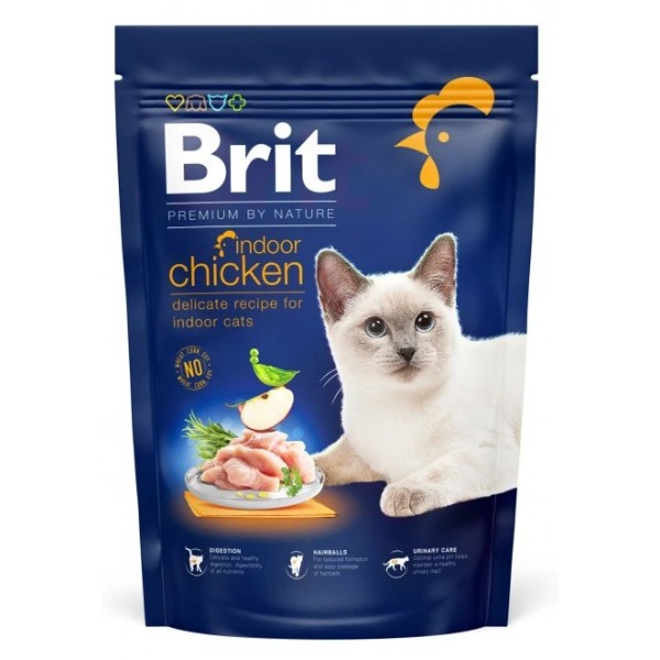 Фото - Сухой корм Brit Premium by Nature для котов, живущих в помещении, с курицей 800 г (8595602553068)
