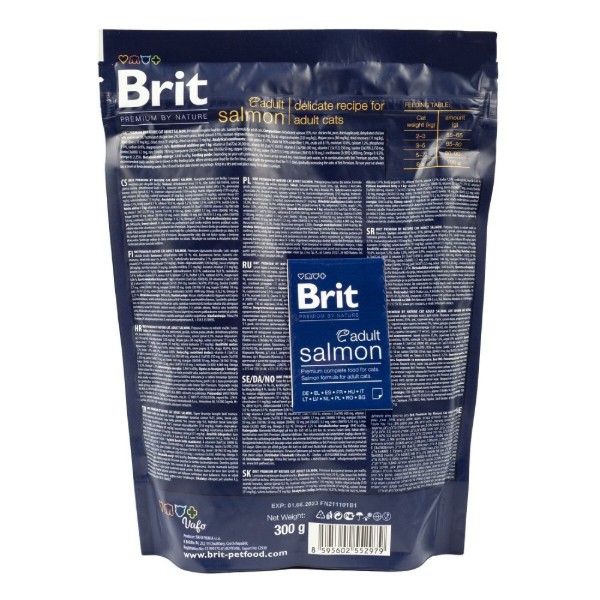 Фото - Сухой корм Brit Premium by Nature для взрослых котов с лососем 300 г (8595602552979)