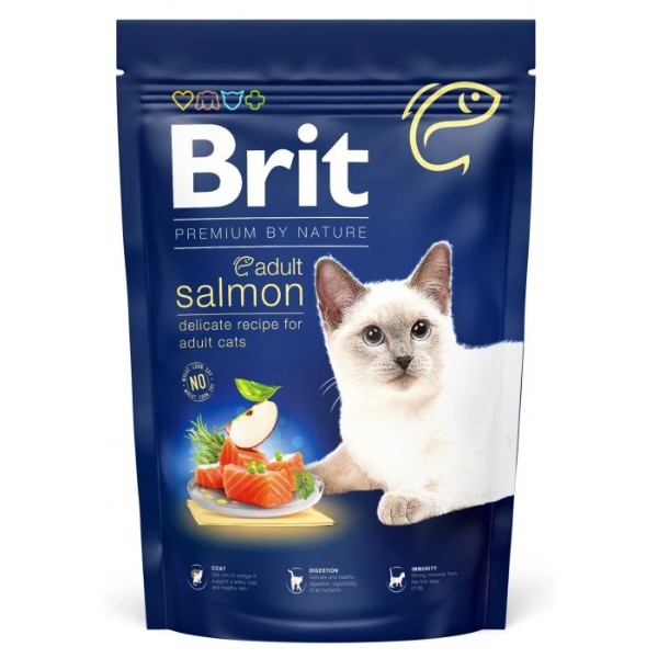 Фото - Сухой корм Brit Premium by Nature для взрослых котов с лососем 1.5 кг (8595602553136)