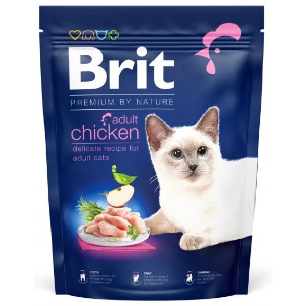 Фото - Сухой корм Brit Premium by Nature для взрослых котов с курицей 300 г (8595602552962)