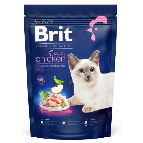 Фото - Сухой корм Brit Premium by Nature для взрослых котов с курицей 800 г (8595602553044)