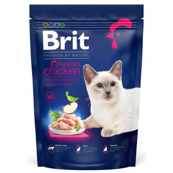 Фото - Сухой корм Brit Premium by Nature для стерелизованных котов с курицей 800 г (8595602553075)
