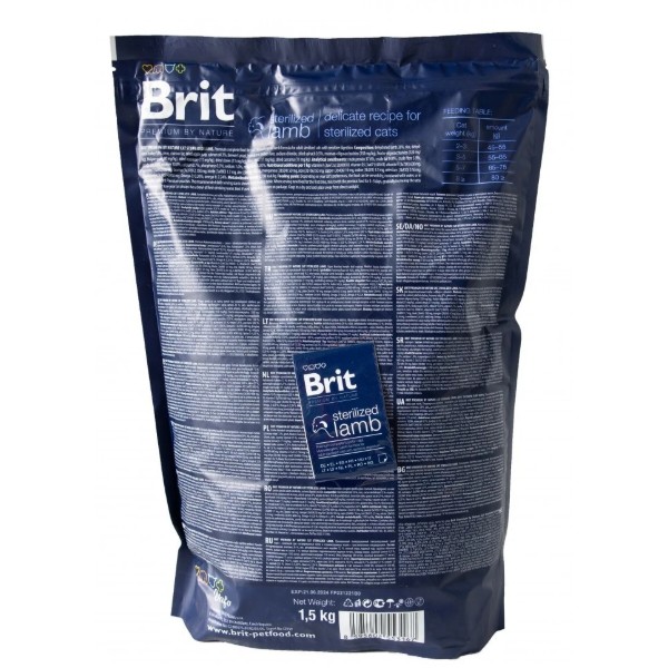 Фото - Сухой корм Brit Premium by Nature для стерелизованных котов с ягненком 1.5 кг (8595602553167)