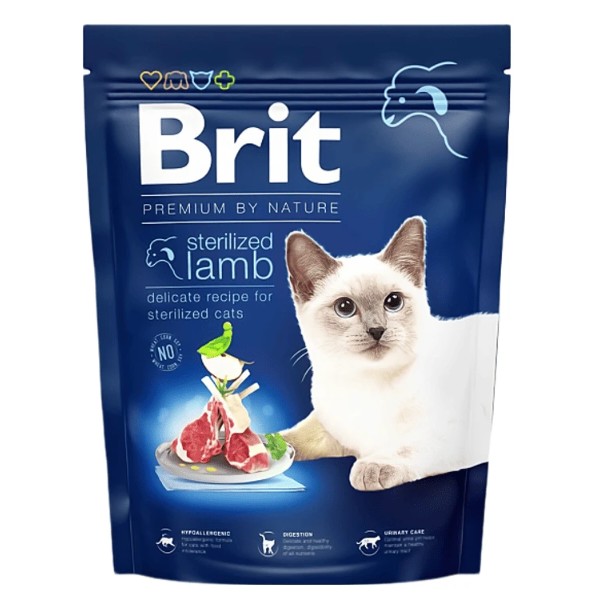 Фото - Сухой корм Brit Premium by Nature для стерелизованных котов с ягненком 300 г (8595602553006)