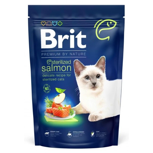 Фото - Сухой корм Brit Premium by Nature для стерилизованных котов с лососем 1.5 кг (8595602553174)