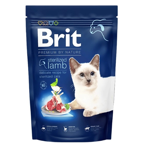 Фото - Сухой корм Brit Premium by Nature для стерелизованных котов с ягненком 1.5 кг (8595602553167)