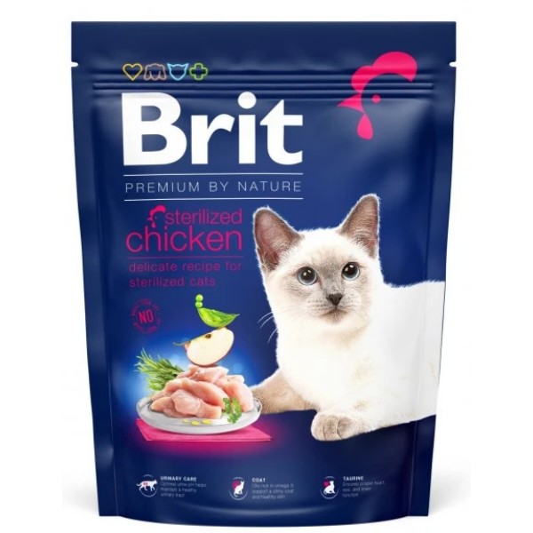 Фото - Сухой корм Brit Premium by Nature для стерелизованных котов с курицей 300 г (8595602552993)