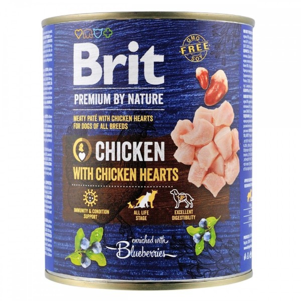 Фото - Влажный корм для собак Brit Premium by Nature k 800 с курицей и куриными сердцами 800 г (8595602561797) Фото - Влажный корм для собак Brit Premium by Nature k 800 с курицей и куриными сердцами 800 г (8595602561797)